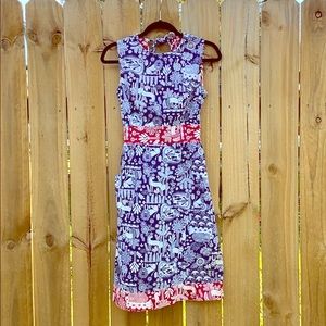 Red White Blue animal print dress